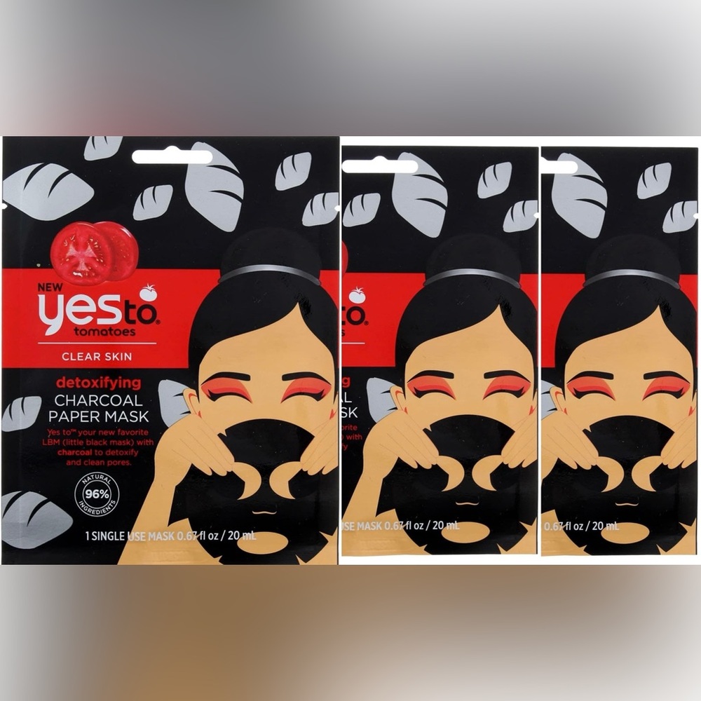 YestoTomatoes Clear Skin Detoxifying Facial Mask, 3pack-1 Single-Use Paper Mask